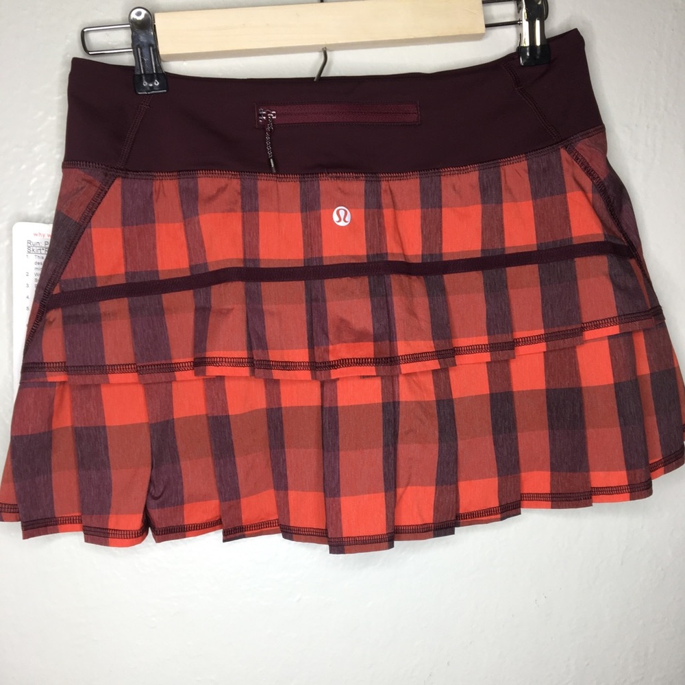 NEW Lululemon Red Yama Check Pace Setter Skirt